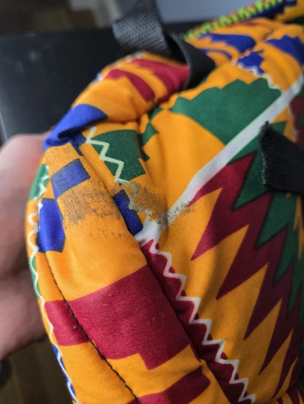 Handmade Kente Cloth Backpack: Bright African Tribal Pattern Backpack/Travel Bag